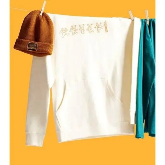Smartwool x Grateful Dead Dancing Bears Cream Hoodie Size XL - Picture 1 of 6